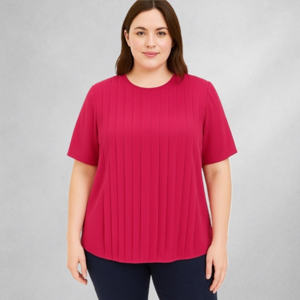 La Chine Plus Galinda Wang Women’s 20W Pink Pleated Blouse Vintage Taiwan Bb